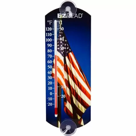Headwind Consumer Products 10 Indoor/Outdoor Window Thermometer - American Flag Blue (10, Blue)