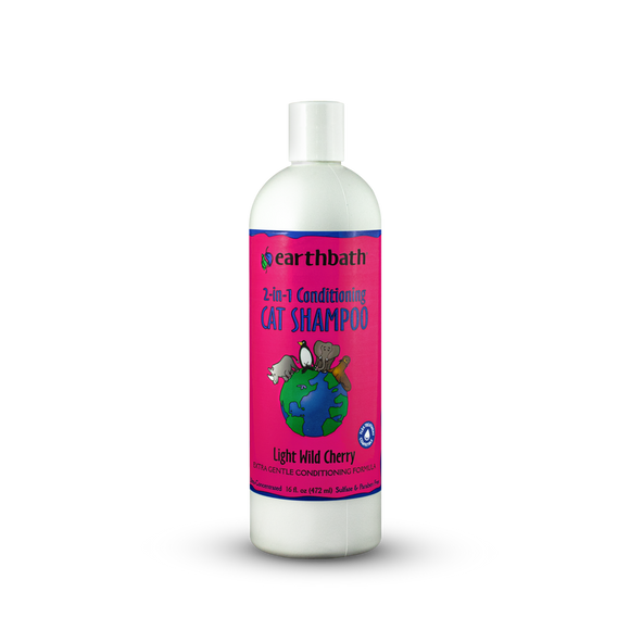 Earthbath 2-in-1 Conditioning Cat Shampoo (16 OZ, WILD CHERRY)