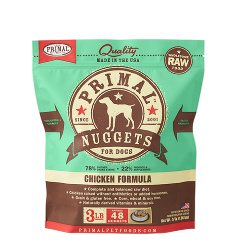 Primal Pet Foods Canine Raw Frozen Nuggets (Beef 3 Lb)