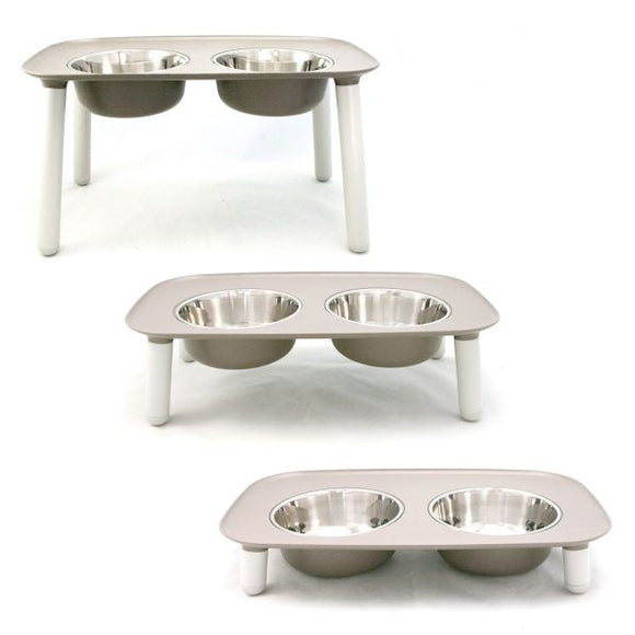 Messy Mutts Double Elevated Feeder Stainless (Grey)