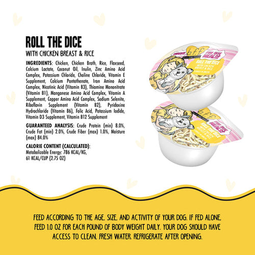 Weruva BFF Fun Size Meals  Roll The Dice with Chicken Breast & Rice Dog Wet  Food