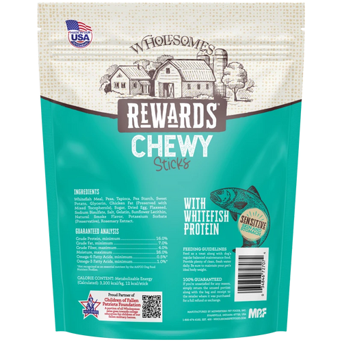 Wholesomes™ Rewards Chewy Whitefish Sticks Dog Treats