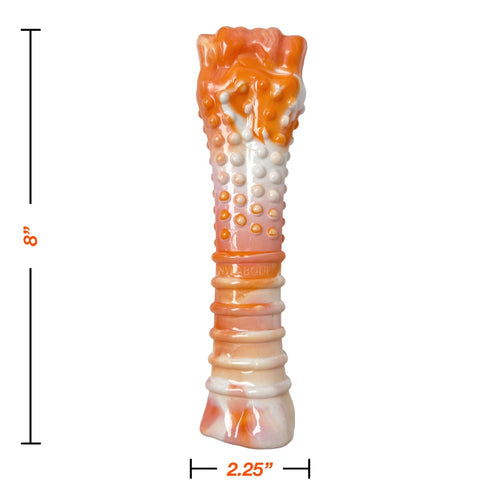 Nylabone Power Chew Textured Bone Dog Chew Toy 70th Birthday Orange Swirl