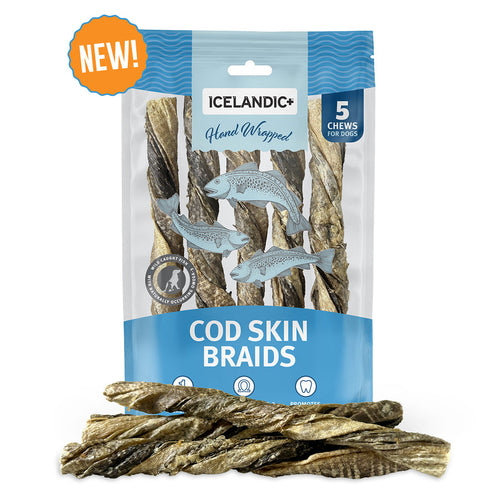 Icelandic+ Cod Skin Braids for Dogs (5pk)