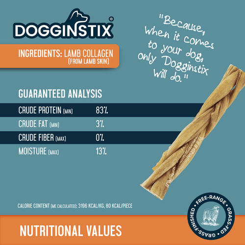 Dogginstix Braided Lamb Collagen 6 (5 Pack Bag)