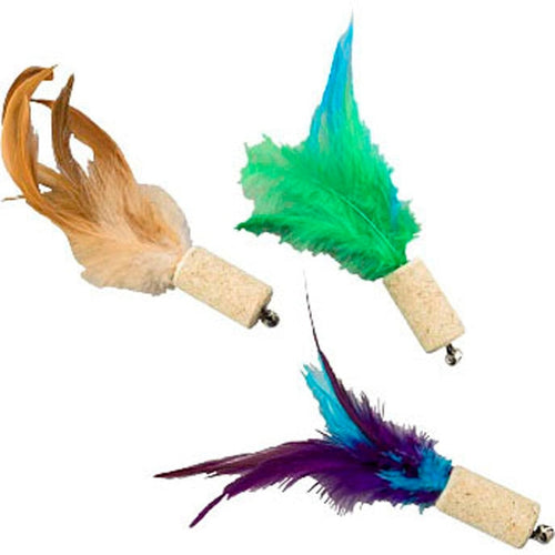 SPOT CAT-BERNET CORK W/FEATHERS (5 IN, ASSORTED)