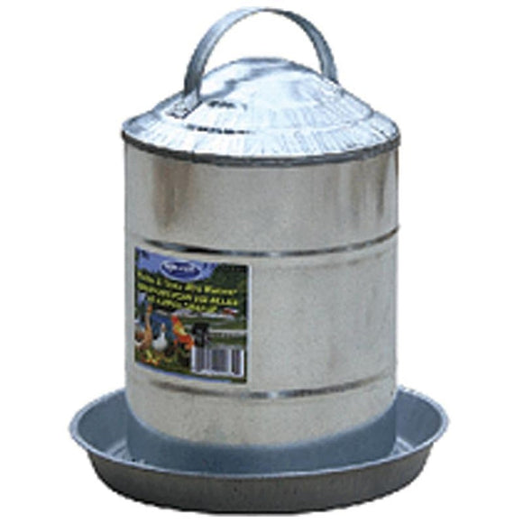 FARM-TUFF DOUBLE WALL CONE TOP GALVANIZED POULTRY WALL FOUNT (2 GALLON, GALV STEEL)