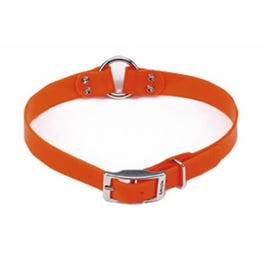 Dog Collar, Waterproof, Orange, 1 x 18-In.