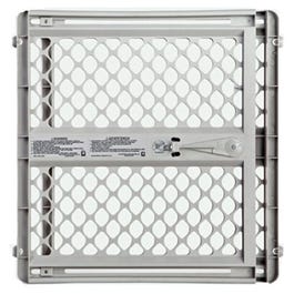 Pet Gate, Light Gray Plastic, 26 to 42 x 26-In.