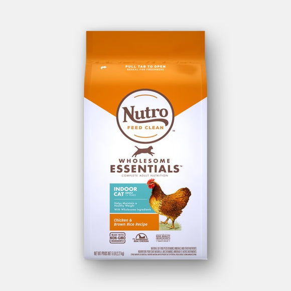NUTRO WHOLESOME ESSENTIALS™ Natural Dry Cat Food ADULT INDOOR FORMULA WITH CHICKEN & BROWN RICE RECIPE