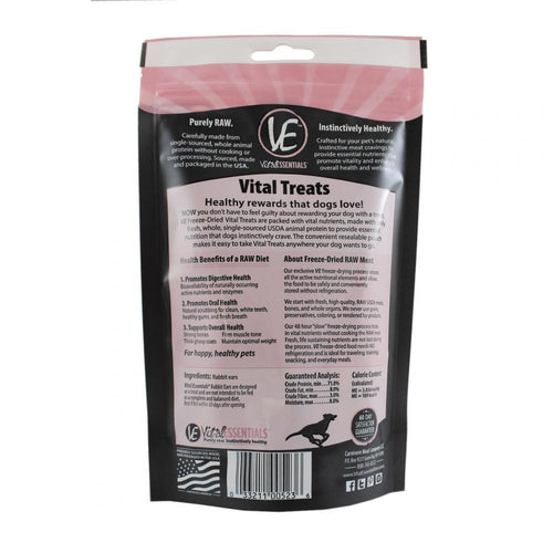 Vital Essentials Freeze Dried Grain Free Rabbit Ears Limited Ingredient Dog Treats