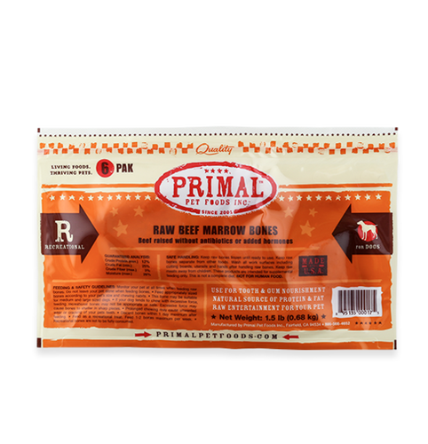 Primal Pet Foods Raw Recreational Beef Marrow Bones (6 Pk)