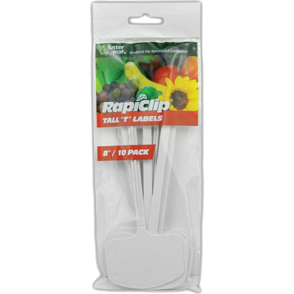 LUSTER LEAF RAPICLIP PLASTIC TALL T LABELS (8 IN-10 PK, WHITE)
