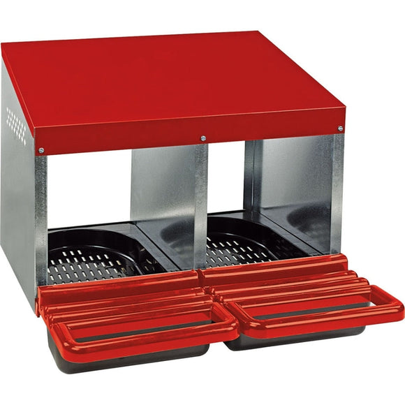 LITTLE GIANT GALV NESTING BOX W/PLASTIC BASKET (DBL, RED)