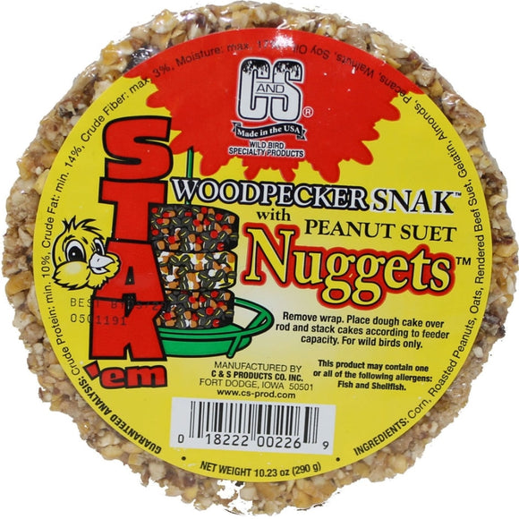 C&S Stak'Em Woodpecker Snak with Peanut Suet Nuggets (10.23 oz)